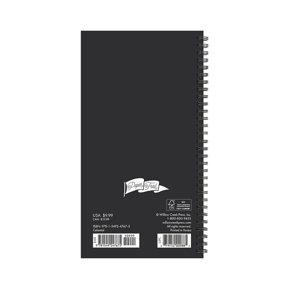 2024-2025 Willow Creek Celestial 3.5" x 6.5" Academic Weekly & Monthly Planner, Paper Cover, Black/Gold (47675)