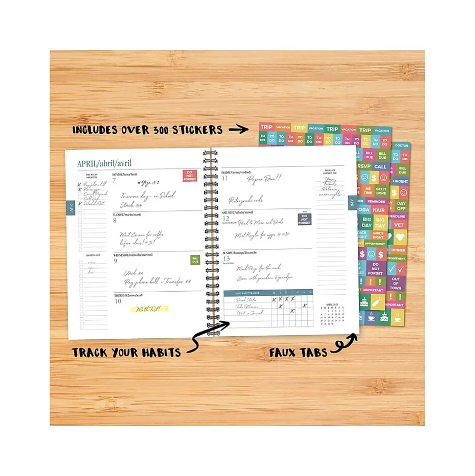 2024-2025 Willow Creek Cherry Blossom 6.5" x 8.5" Academic Weekly & Monthly Planner, Paper Cover, Multicolor (47439)