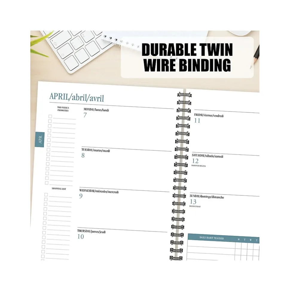 2024-2025 Willow Creek Cherry Blossom 6.5" x 8.5" Academic Weekly & Monthly Planner, Paper Cover, Multicolor (47439)