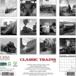 2025 Willow Creek Classic Trains 12" x 12" Monthly Wall Calendar (42465)