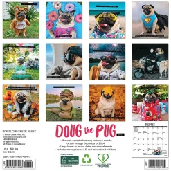 2025 Willow Creek Doug the Pug 7" x 7" Monthly Wall Calendar (45763)