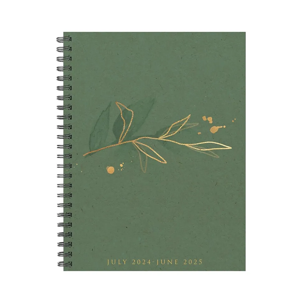 2024-2025 Willow Creek Ivy Green 6.5" x 8.5" Academic Weekly & Monthly Planner, Paper Cover, Green/Gold (47743)