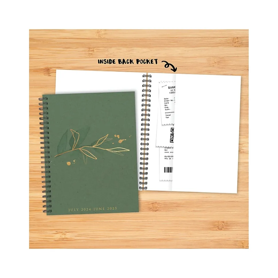 2024-2025 Willow Creek Ivy Green 6.5" x 8.5" Academic Weekly & Monthly Planner, Paper Cover, Green/Gold (47743)