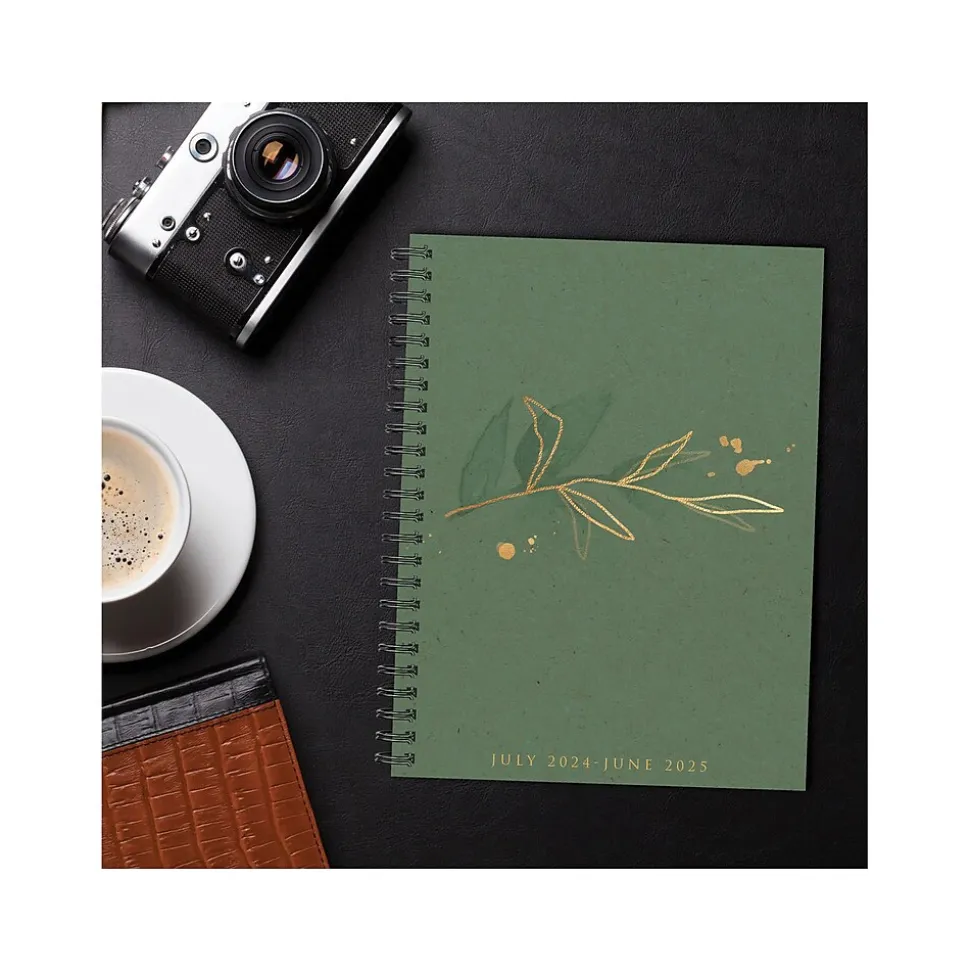 2024-2025 Willow Creek Ivy Green 6.5" x 8.5" Academic Weekly & Monthly Planner, Paper Cover, Green/Gold (47743)