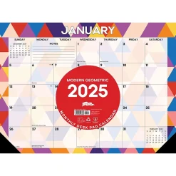 2025 Willow Creek Modern Geomtric 17" x 12" Monthly Desk Pad Calendar (47828)