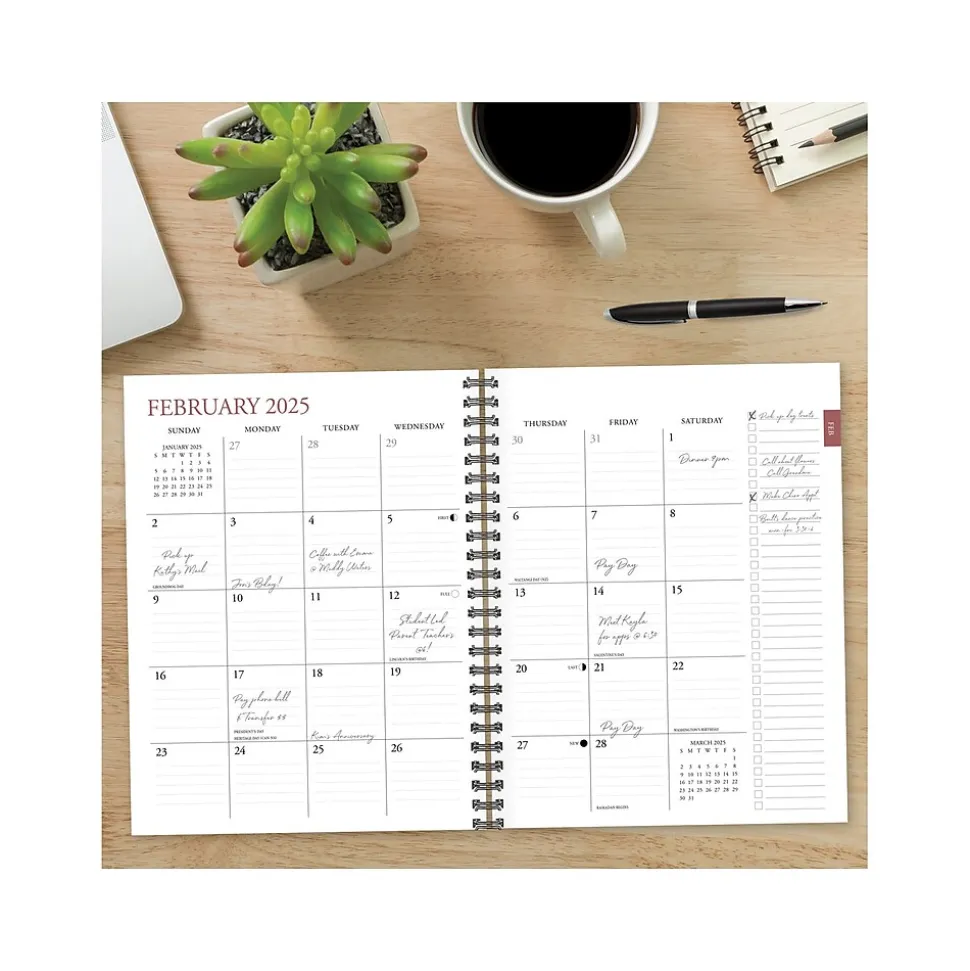 2024-2025 Willow Creek Perfect Peony 8.5" x 11" Academic Weekly & Monthly Planner, Beige/Green (47590)
