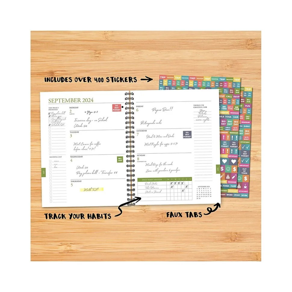 2024-2025 Willow Creek Plum Abstract 8.5" x 11" Academic Weekly & Monthly Planner, Paper Cover, Multicolor (47606)