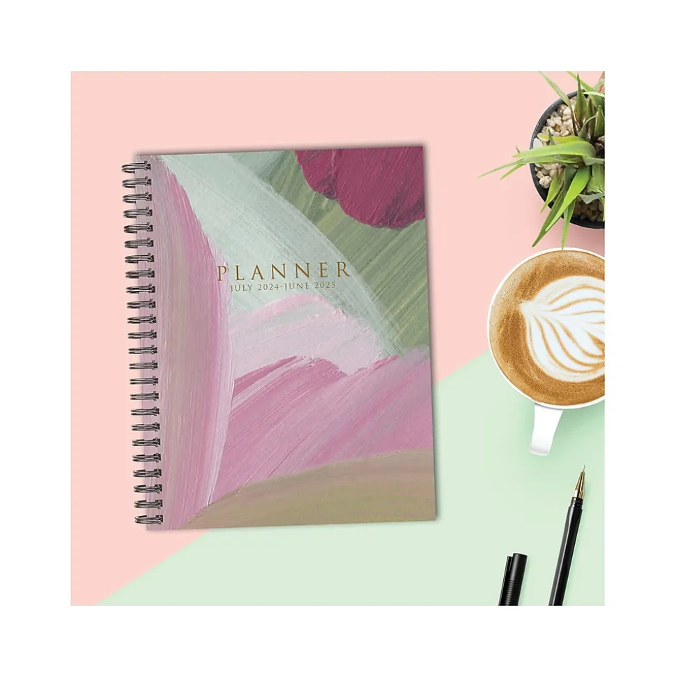 2024-2025 Willow Creek Plum Abstract 8.5" x 11" Academic Weekly & Monthly Planner, Paper Cover, Multicolor (47606)