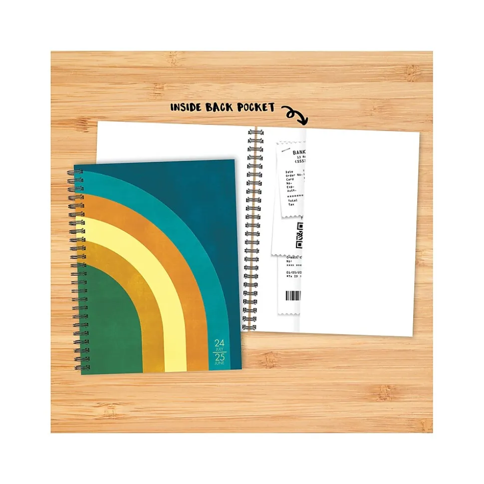 2024-2025 Willow Creek Retro Rainbow 6.5" x 8.5" Academic Weekly & Monthly Planner, Paper Cover, Multicolor (47767)
