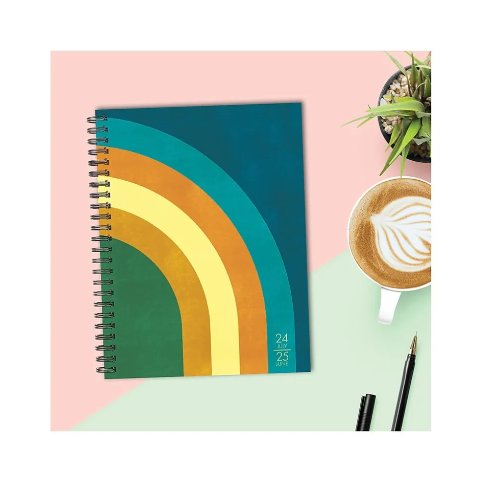 2024-2025 Willow Creek Retro Rainbow 6.5" x 8.5" Academic Weekly & Monthly Planner, Paper Cover, Multicolor (47767)