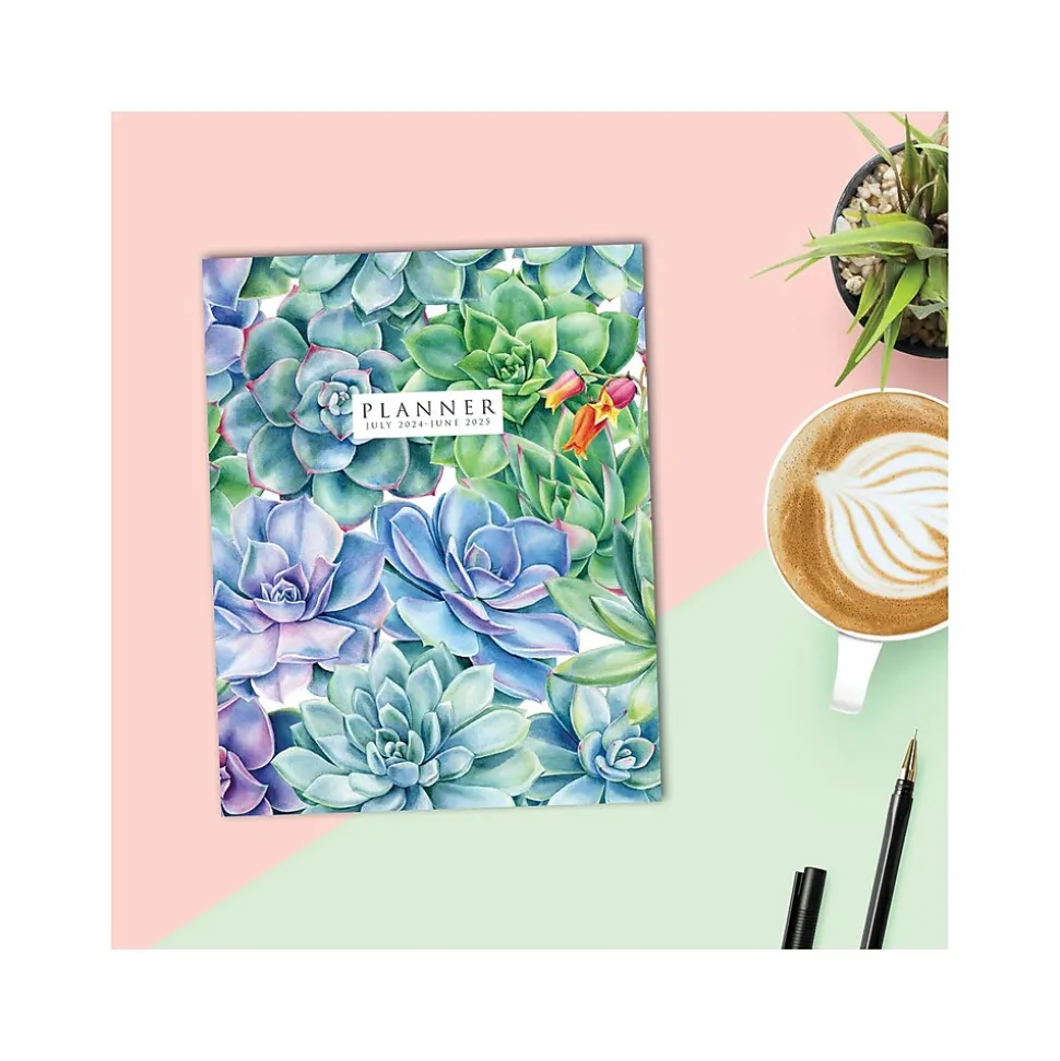 2024-2025 Willow Creek Succulents 7.5" x 9.5" Academic Monthly Planner, Paper Cover, Multicolor (47644)