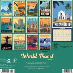 2025 Willow Creek World Travel Art Posters 12" x 12" Monthly Wall Calendar (45510)