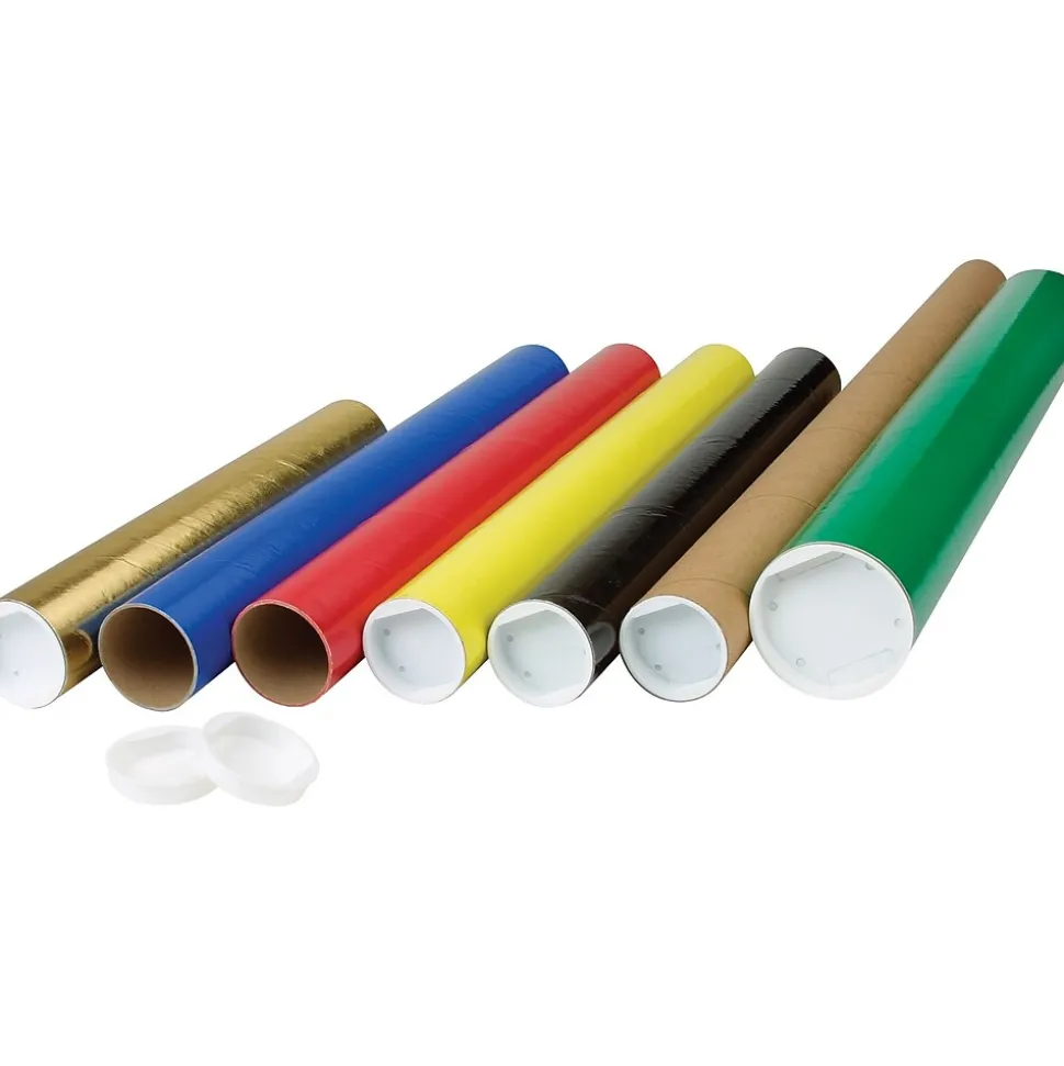 3" x 18" Capped Mailing Tubes, Black, 24/Carton (P3018BL)