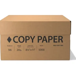 8.5" x 11" Copy Paper, 20 lbs., White, 5000 Sheets/Carton (61980CT)