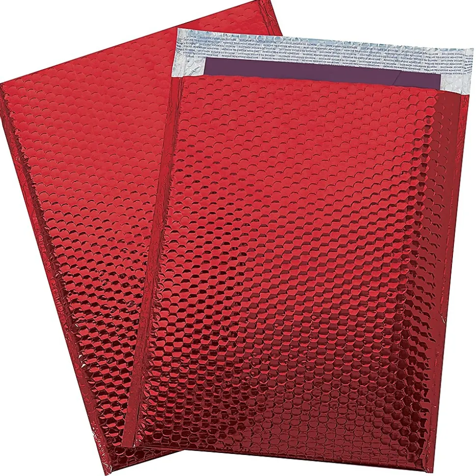 13" x 17.5" Glamour Bubble Mailer, Red, 100/Carton (GBM1317R)