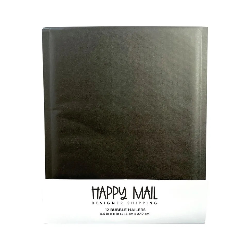 8.5" x 11" Self-Sealing Bubble Mailer, Black, Dozen (245156)