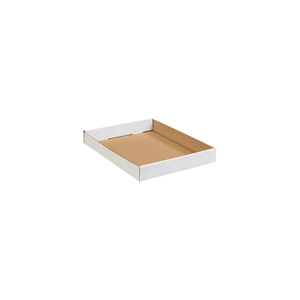 15" x 12" x 1.75" Corrugated Trays, 32 ECT, White, 50/Bundle (15122CTW)