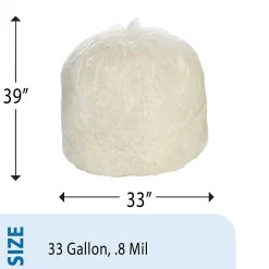 AbilityOne Envision LLDPE 33 Gallon Industrial Trash Bag, 33" x 39", Low Density, 1.3 mil, Clear, 100 Bags/Box (LD33XH 33X39)