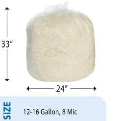 AbilityOne HDPE ProPerformance 12-16 Gallon Industrial Trash Bag, 24"x33", High Density, 8 mic, Natural, 1000 Bags/BX (HD1216L)