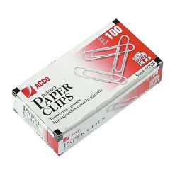 ACCO Jumbo Paper Clips, Silver, 100 Clips/Box, 10 Boxes/Pack (A7072580)
