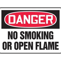 Accuform Safety Sign, DANGER NO SMOKING OR OPEN FLAME, 7" x 10", Plastic (MSMK120VP)