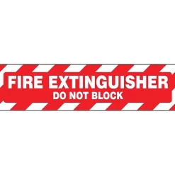 Accuform Slip-Gard FIRE EXTINGUISHER DO NOT BLOCK Border Floor Sign, White/Red, 6"H x 24"W (PSR273)