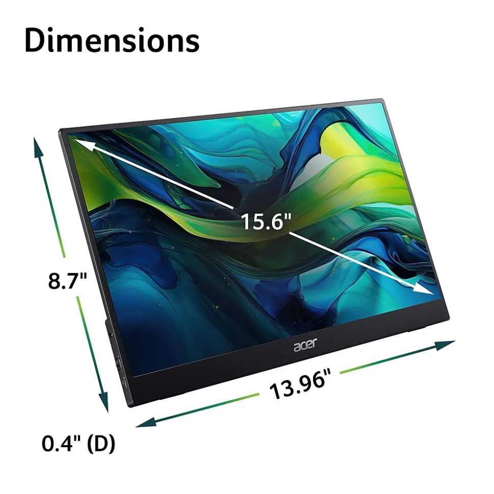 Acer 15.6" FHD 60Hz LED Portable Business Monitor with AMD FreeSync Technology, Black (PM161QBBMIUUX)