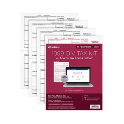 Adams 2024 1099-DIV Tax Form with Access to Adams Tax Forms Helper, 4-Part, 2-Up, Copy A, 1, B, 2, 10/Pack (STAX5DV-24)