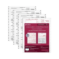 Adams 2024 1099-MISC Tax Form, 4-Part, 2-Up, Copy A, 1, B, 2, 24/Pack (STAX524MISC-24)