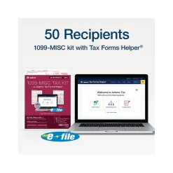Adams 2024 1099-MISC Tax Form with e-files and Access to Adams Tax Forms Helper, 4-Part, 2-Up, Copy A, 1, B, 2, 50/Pack