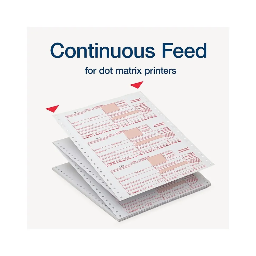 Adams 2024 1099-NEC Tax Form, 4-Part, 3-Up, Copy A, 1, B, 2, 24/Pack (STAX524NEC-24)