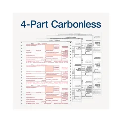 Adams 2024 1099-NEC Tax Form, 4-Part, 3-Up, Copy A, 1, B, 2, 24/Pack (STAX524NEC-24)