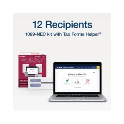 Adams 2024 1099-NEC Tax Form with Self-Seal Envelope, 4-Part, 3-Up, Copy A, 1, B, 2, 12/Pack (STAX512NEC-24)