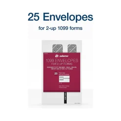 Adams 2024 Self-Seal Security-Tinted Double-Window 1099 Tax Envelope, 9" x 5-5/8", White, 25/Pack (STAX1-24)