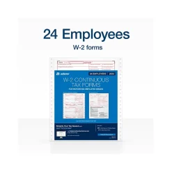 Adams 2024 W-2 Tax Form with W-3 Forms, 6-Part, 2-Up, Copy A, D/1, B, C, 2, 24/Pack (STAX624-24)
