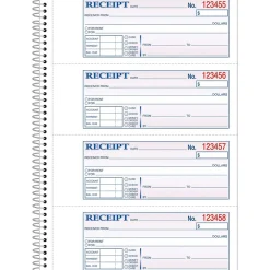 Adams® Carbonless Receipt Book, 3" x 8", 2-Part, 200 Sets/Book (SC1182)