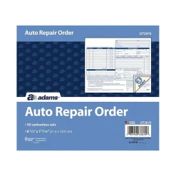 Adams 3-Part Carbonless Auto Repairs, 8.5"L x 7.44"W, 50 Sets/Book (GT3870)