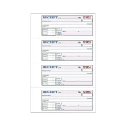 Adams 3-Part Carbonless Receipts Hardbound Book, 2.75"L x 7"W, 200 Forms/Hardbound Book (TCH1185)