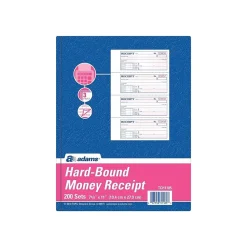 Adams 3-Part Carbonless Receipts Hardbound Book, 2.75"L x 7"W, 200 Forms/Hardbound Book (TCH1185)