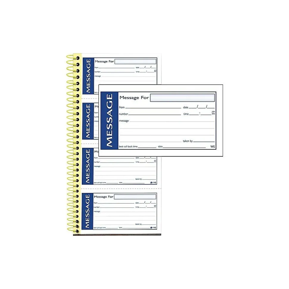 Adams 2-Part Write 'N Stick Message Pad, 5.25" x 11", White, 25 Sheets/Pad (SC1153WS)