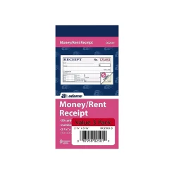 Adams Receipts Book, 2.75"L x 5.38"W, 50 Sheets/Book, 3/Pack (DC2501-3)