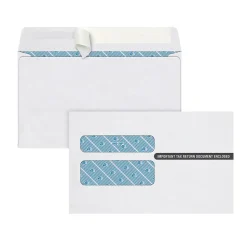 Adams Self Seal Security Tinted Double Window W-2 Tax Form Envelope, White, 100/Pack (7510PS100)