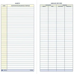 Adams Vehicle Mileage Records, 3 1/4" x 6 1/4", 36 Sets/Book (AFR10)