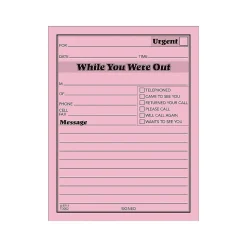 Adams While You Were Out Message Pads, 4.25" x 5.5", Pink, 50 Sheets/Pad, 24 Pads/Pack (9711)