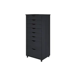 Adeptus 40.28" Solid Pine Roll Cart with 8 Drawers, Matte Black (76169)