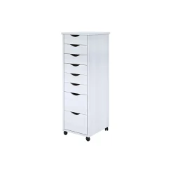 Adeptus 40.28" Solid Pine Roll Cabinet with 8 Drawers, Whitewash (76183)