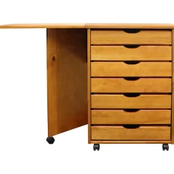 Adeptus Drop Leaf 7-Drawer Vertical File Cabinet, Mobile, Specialty, Medium Pine, 15" (76178)