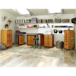 Adeptus Drop Leaf 7-Drawer Vertical File Cabinet, Mobile, Specialty, Medium Pine, 15