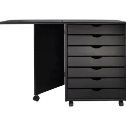 Adeptus Drop Leaf 7-Drawer Lateral File Cabinet, Mobile, Specialty, Matte Black, 21.4" (76180)