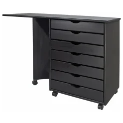 Adeptus Drop Leaf 7-Drawer Lateral File Cabinet, Mobile, Specialty, Matte Black, 21.4" (76180)